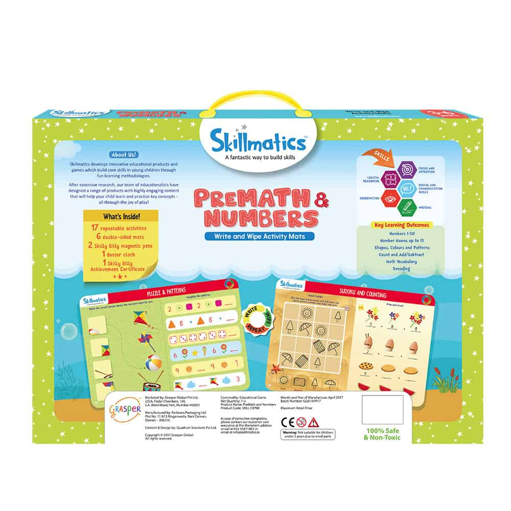 Pre-Math And Numbers - Build A Strong Foundation For Learning Math - Write and Wipe Activity Game For Kids