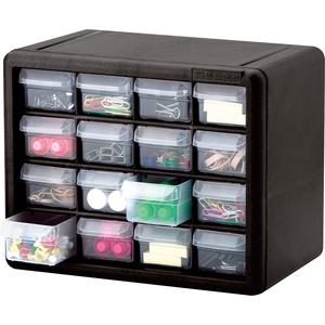 Akro-Mils 16-Drawer Plastic Storage Cabinet - 16 Drawer(s) - 8.5" Height x 6.4" Width10.5" Length%Floor - Stackable, Finger Grip, Unbreakable - Black - Polymer, Plastic - 1 Each