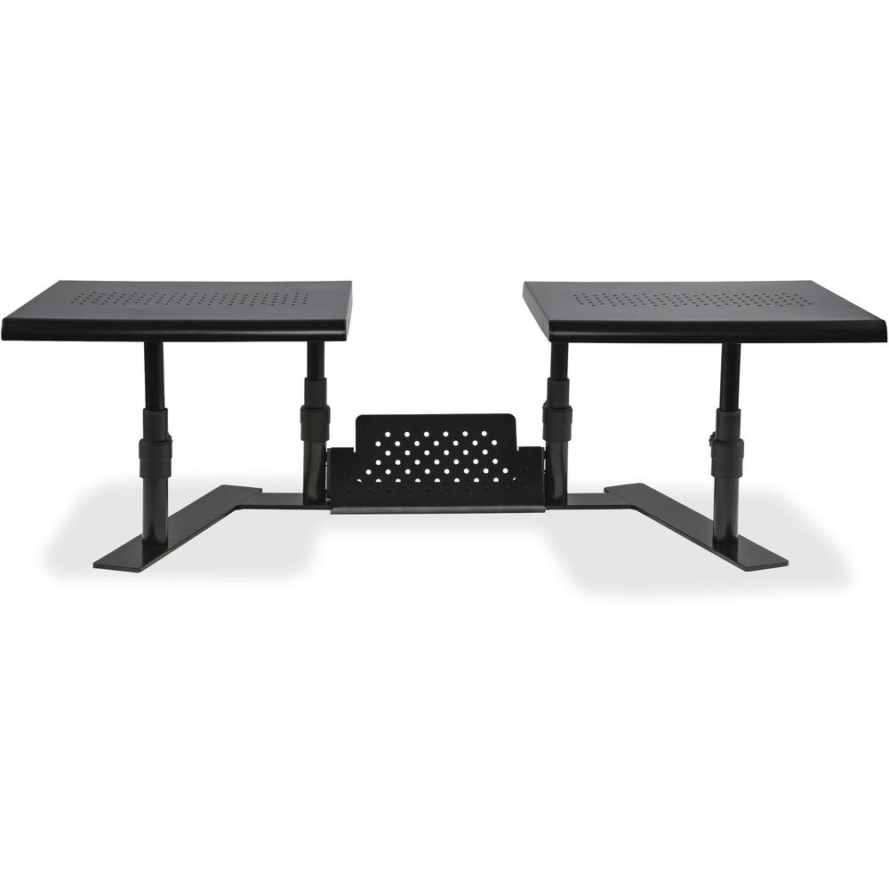 Allsop Metal Art ErgoTwin Height Adjustable Dual Monitor Stand - (31883) - 20 lb Load Capacity - 8.4" Height x 32" Width x 14" Depth - Desktop - Steel - Pearl Black