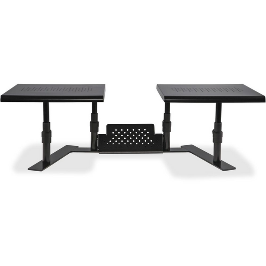 Allsop Metal Art ErgoTwin Height Adjustable Dual Monitor Stand - (31883) - 20 lb Load Capacity - 8.4" Height x 32" Width x 14" Depth - Desktop - Steel - Pearl Black