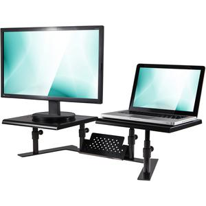 Allsop Metal Art ErgoTwin Height Adjustable Dual Monitor Stand - (31883) - 20 lb Load Capacity - 8.4" Height x 32" Width x 14" Depth - Desktop - Steel - Pearl Black