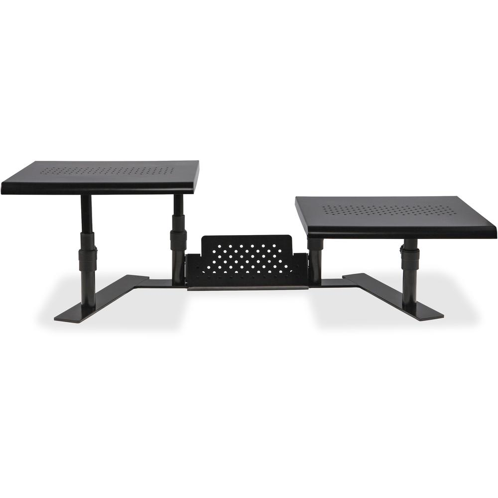 Allsop Metal Art ErgoTwin Height Adjustable Dual Monitor Stand - (31883) - 20 lb Load Capacity - 8.4" Height x 32" Width x 14" Depth - Desktop - Steel - Pearl Black