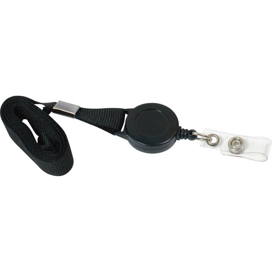 SICURIX Lanyard Card Reel - 12 / Pack - 36" Length - Black