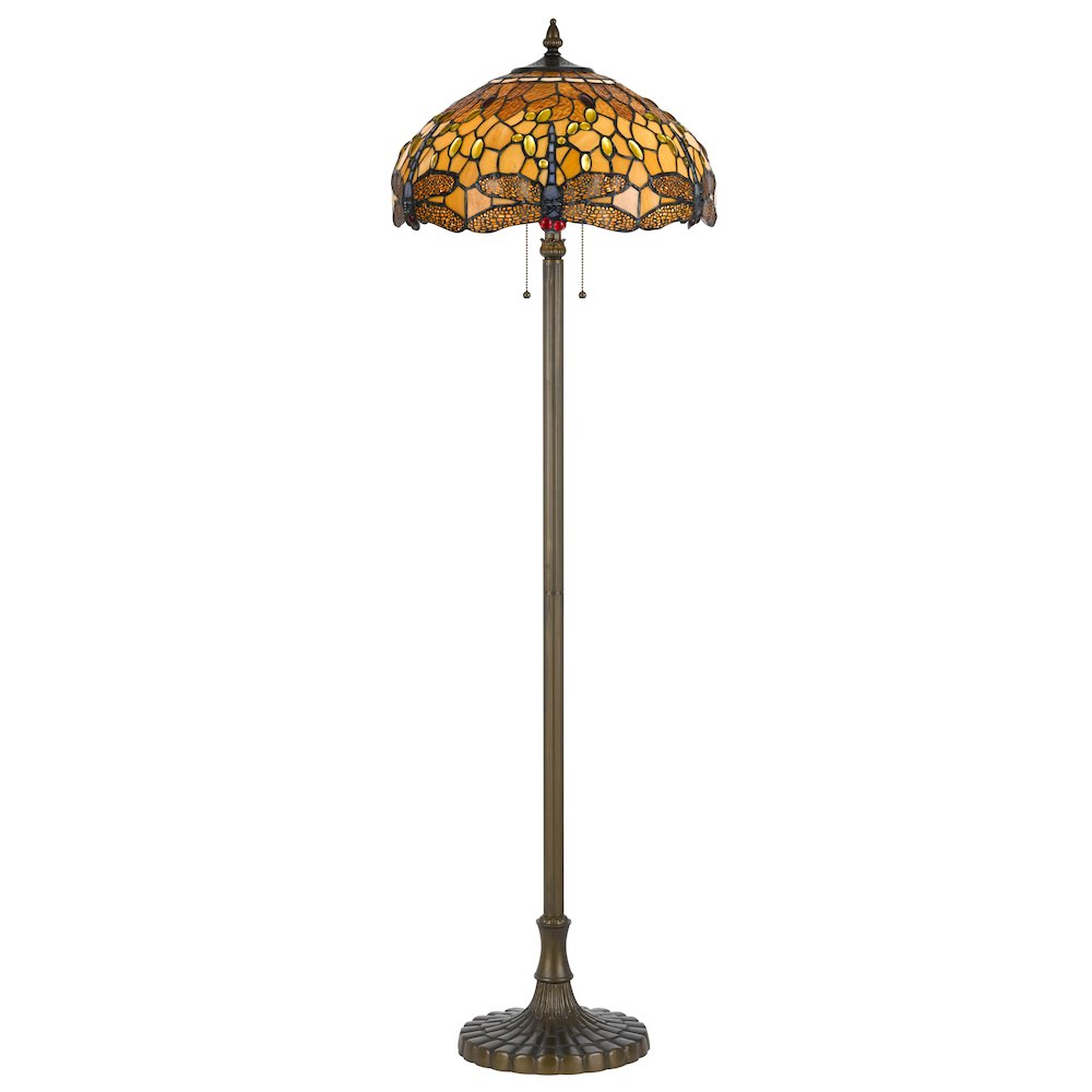 60" Height Zinc Cast Floor Lamp in Antique Brass