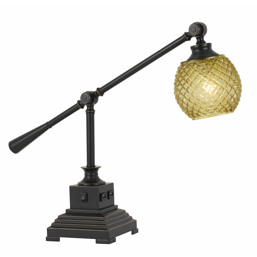 21" Height Metal Desk Lamp with USB in Dark Bronze Finish