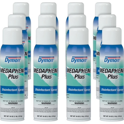 Dymon Medaphene Plus Disinfectant Spray - Aerosol - 16 fl oz (0.5 quart) - Pleasant Scent - 12 / Carton - Aqua