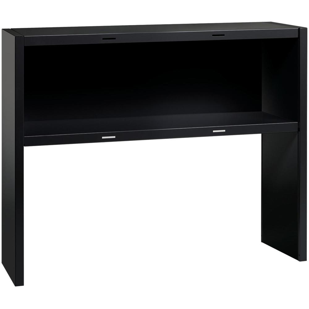 Lorell Modular Desk Series Black Stack-on Hutch - 48" - Material: Steel - Finish: Black