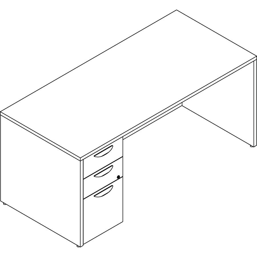 Lorell Prominence 2.0 Espresso Laminate Box/Box/File Left-Pedestal Desk - 3-Drawer - 1" Top, 66" x 30"29" - 3 x File, Box Drawer(s) - Single Pedestal on Left Side - Band Edge - Material: Particleboard