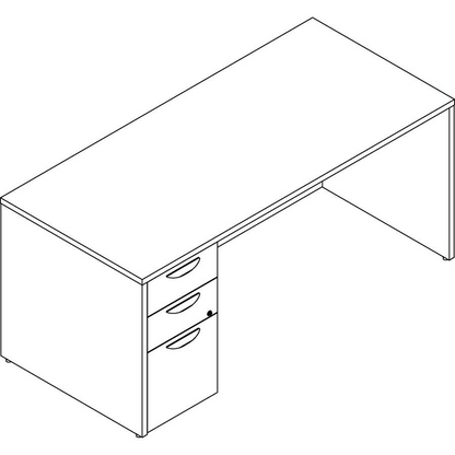 Lorell Prominence 2.0 Espresso Laminate Box/Box/File Left-Pedestal Desk - 3-Drawer - 1" Top, 66" x 30"29" - 3 x File, Box Drawer(s) - Single Pedestal on Left Side - Band Edge - Material: Particleboard