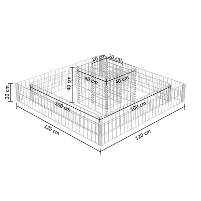 vidaXL Gabion Planter Galvanized Steel 47.2"x47.2"x7.8"