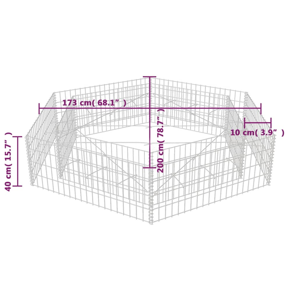 vidaXL Hexagonal Gabion Raised Bed 78.7"x68.1"x15.7"