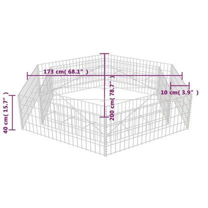 vidaXL Hexagonal Gabion Raised Bed 78.7"x68.1"x15.7"