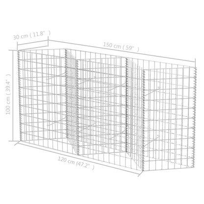 vidaXL Gabion Basket Galvanized Steel 47.2"x11.8"x39.4"