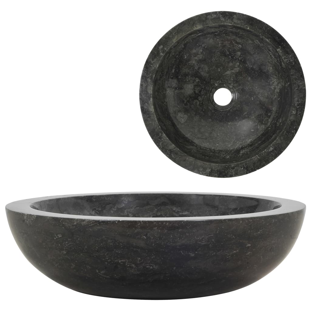 vidaXL Sink 15.7"x4.7" Marble Black