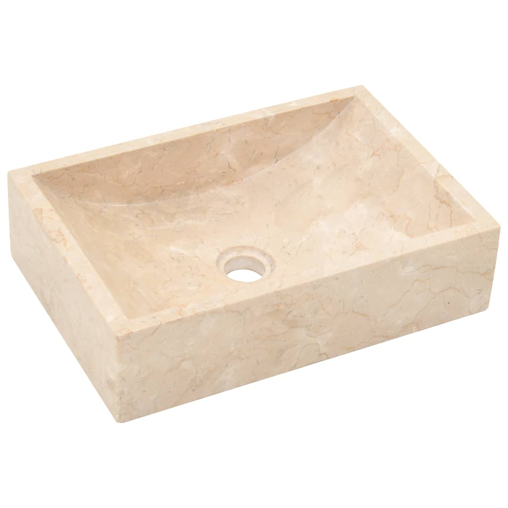 vidaXL Sink 17.7"x11.8"x4.7" Marble High Gloss Cream