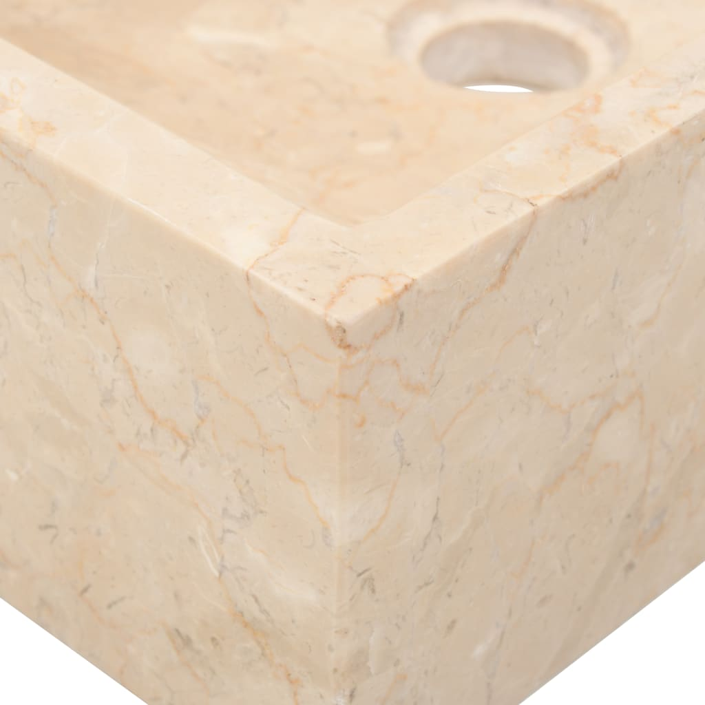 vidaXL Sink 17.7"x11.8"x4.7" Marble High Gloss Cream