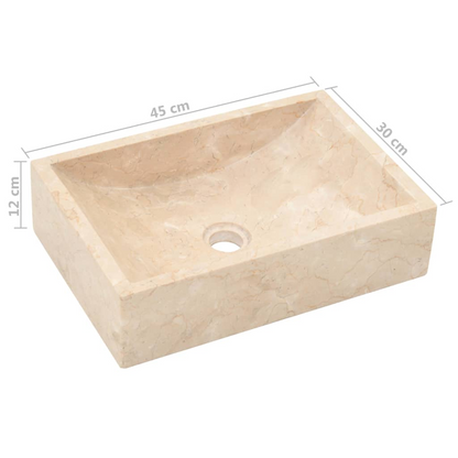 vidaXL Sink 17.7"x11.8"x4.7" Marble High Gloss Cream