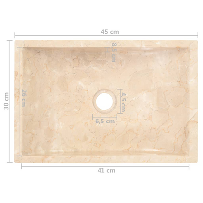 vidaXL Sink 17.7"x11.8"x4.7" Marble High Gloss Cream