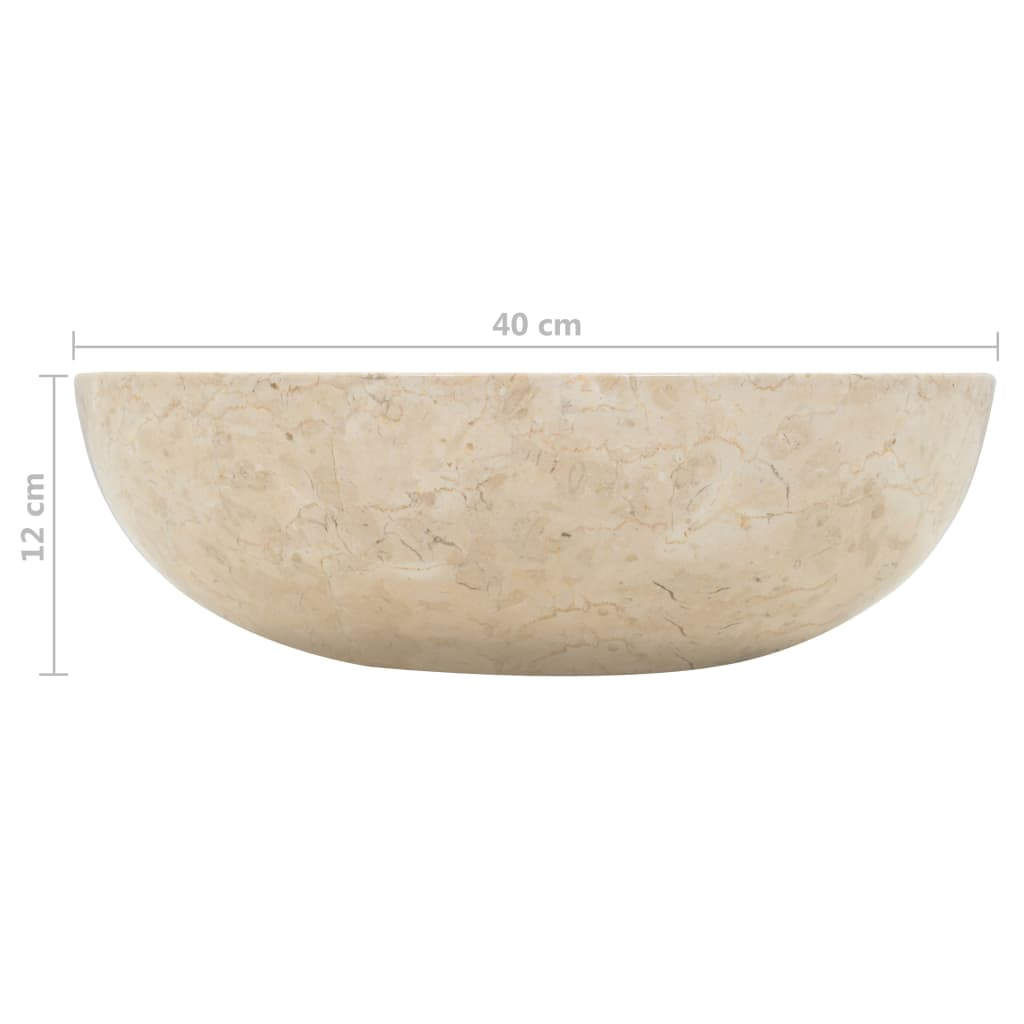 vidaXL Sink 15.7"x4.7" Marble Cream