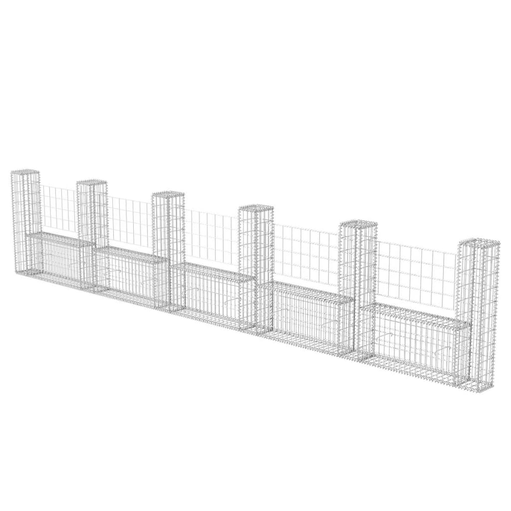 vidaXL Gabion Basket U-Shape Galvanized Steel 224.4"x7.9"x39.4"