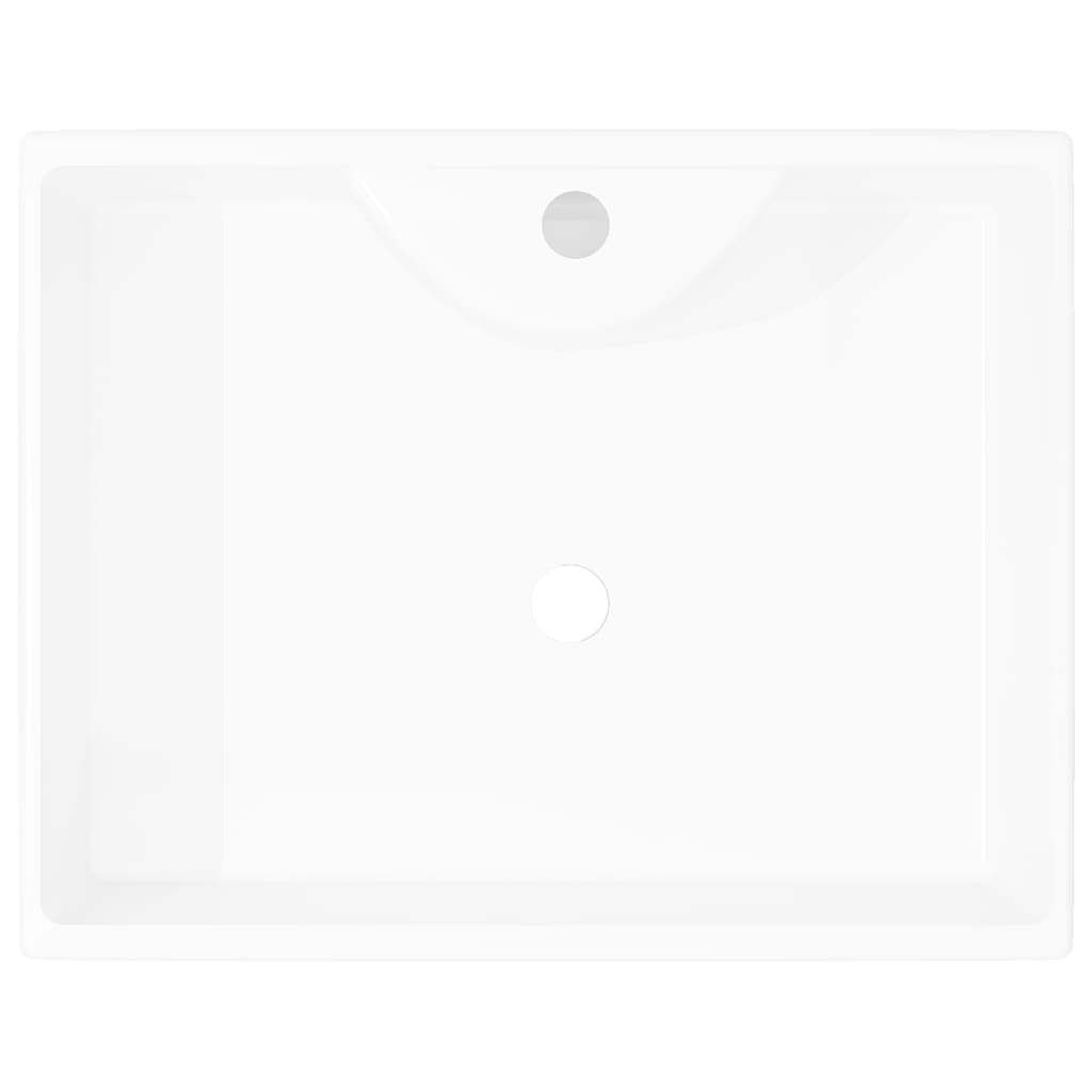 vidaXL Ceramic Bathroom Sink Basin with Faucet Hole White Square