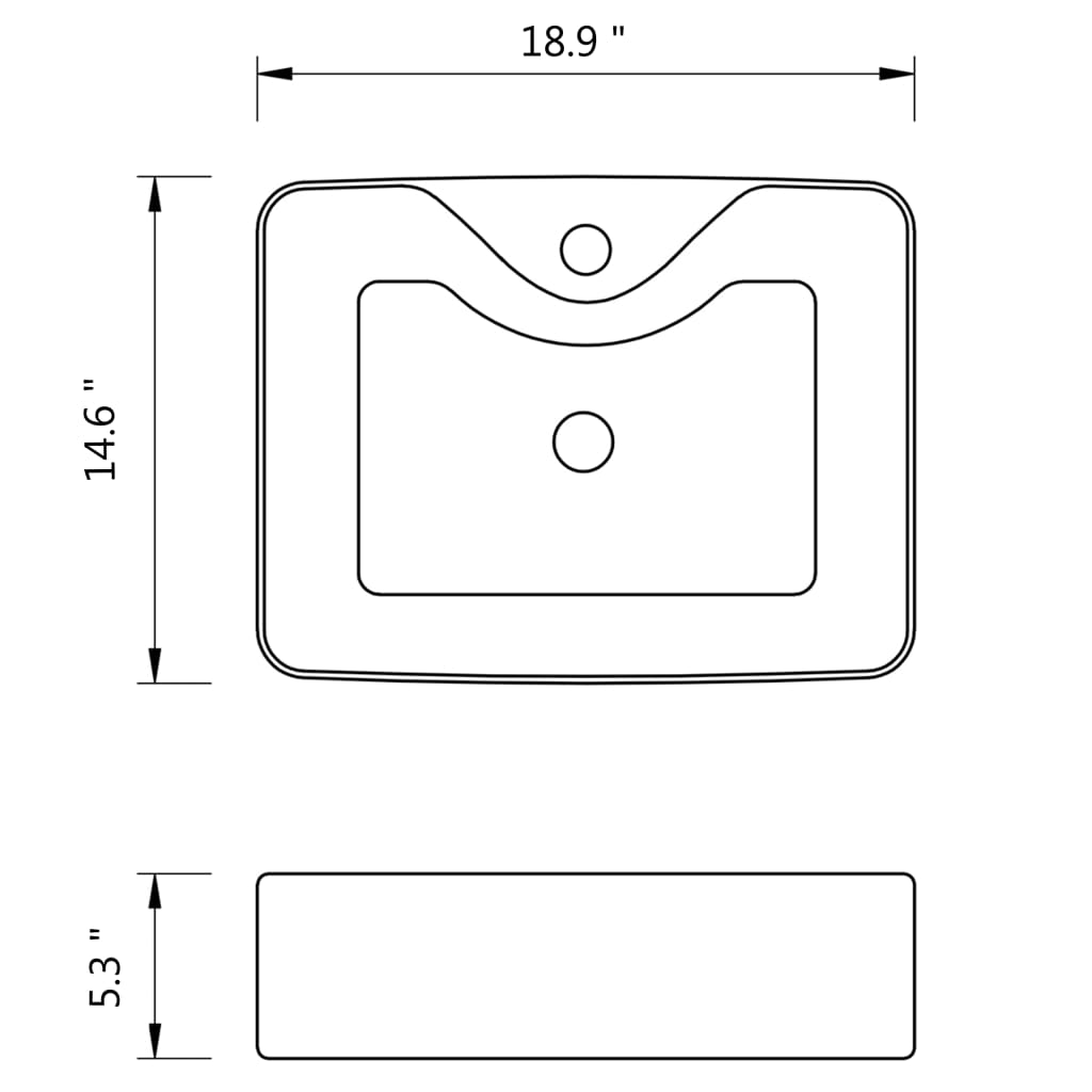 vidaXL Ceramic Bathroom Sink Basin with Faucet Hole White Square