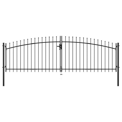 vidaXL Double Door Fence Gate with Spear Top 157.5"x59.1"