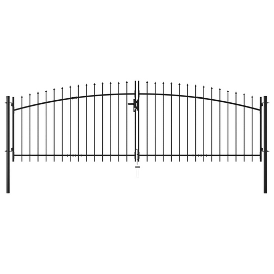 vidaXL Double Door Fence Gate with Spear Top 157.5"x59.1"