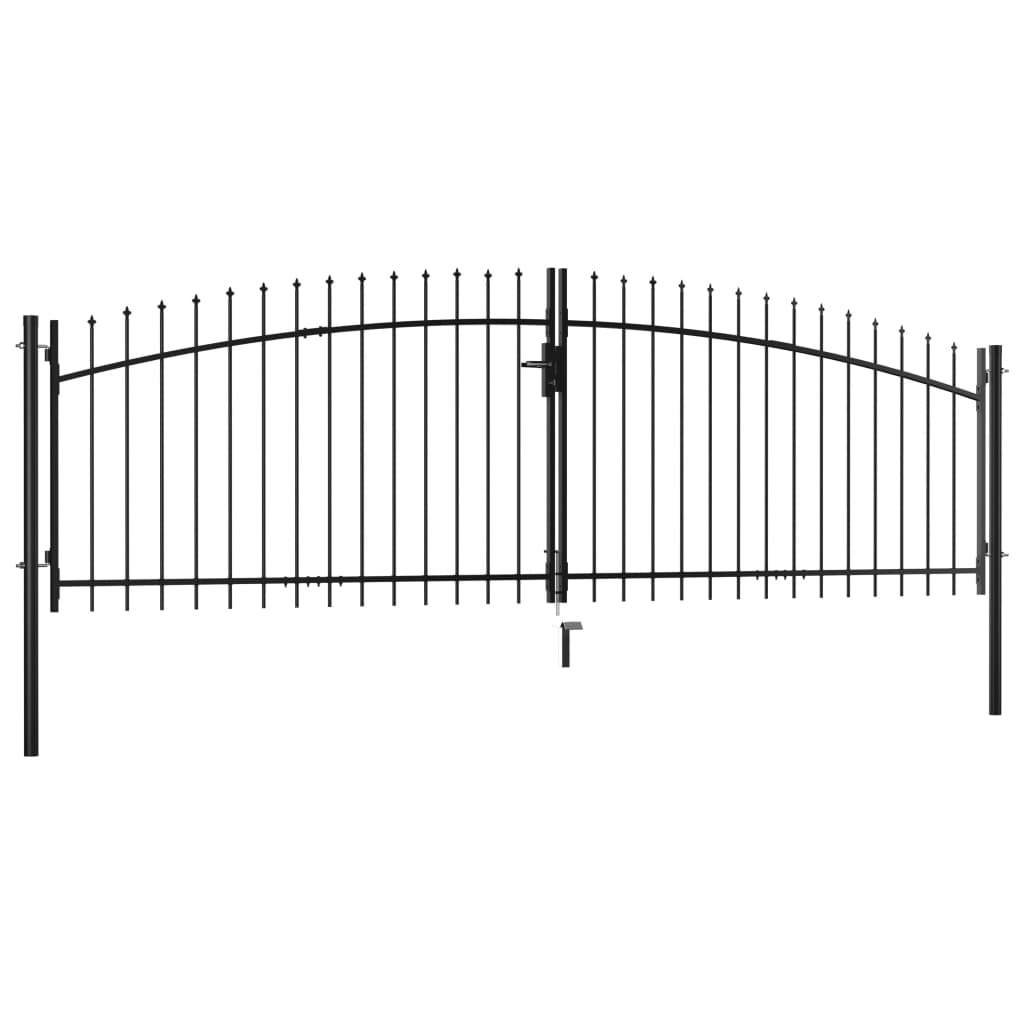 vidaXL Double Door Fence Gate with Spear Top 157.5"x59.1"