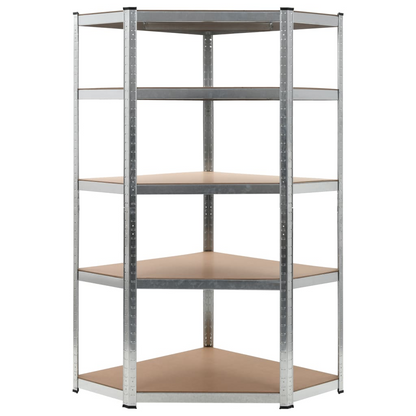 vidaXL 5-Layer Corner Shelf Silver Steel&Engineered Wood