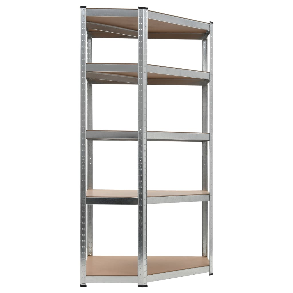 vidaXL 5-Layer Corner Shelf Silver Steel&Engineered Wood