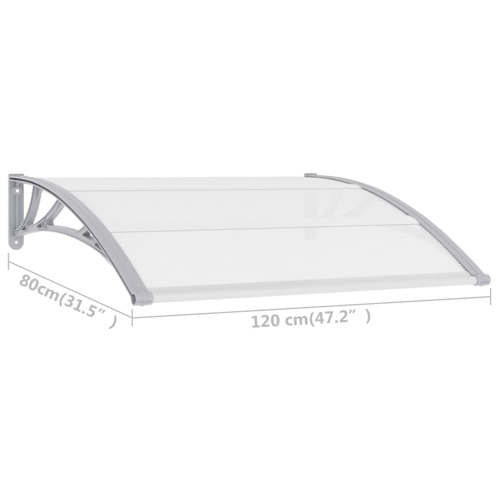 vidaXL Door Canopy Gray and Transparent47.2"x31.5" PC