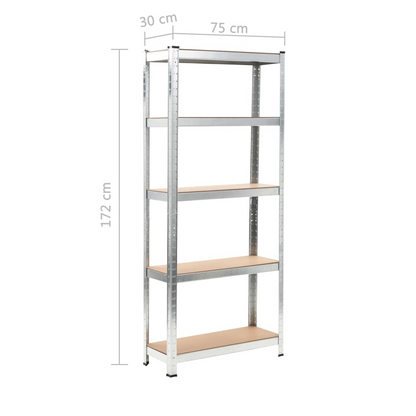 vidaXL 5-Layer Shelves 3 pcs Silver Steel&Engineered Wood