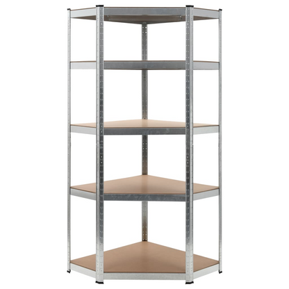 vidaXL 5-Layer Corner Shelf Silver Steel&Engineered Wood