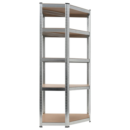 vidaXL 5-Layer Corner Shelf Silver Steel&Engineered Wood