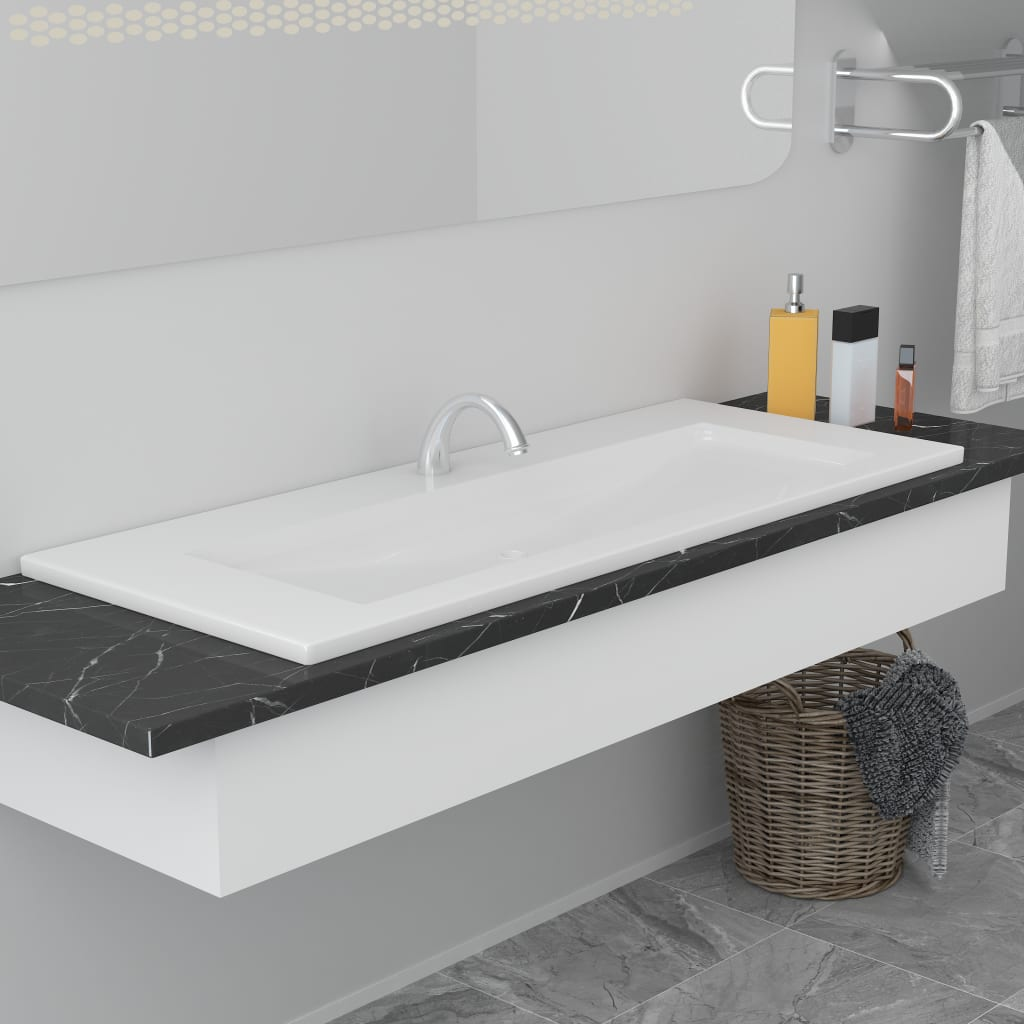 vidaXL Built-in Basin 39.8"x15.6"x7.3" Ceramic White