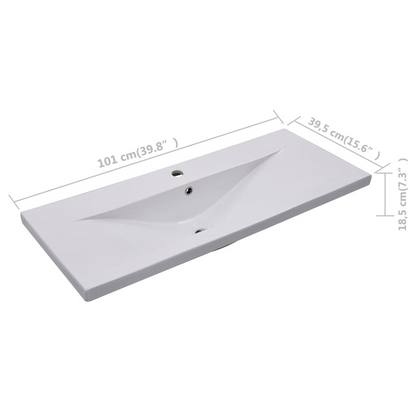 vidaXL Built-in Basin 39.8"x15.6"x7.3" Ceramic White