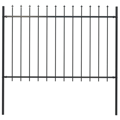 vidaXL Garden Fence with Spear Top Steel 66.9"x47.2" Black