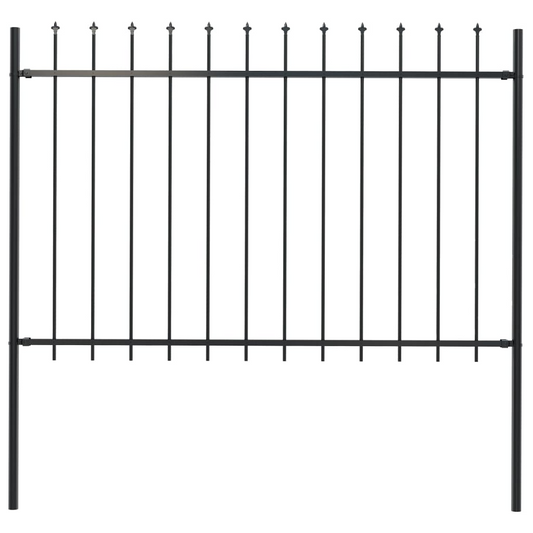 vidaXL Garden Fence with Spear Top Steel 66.9"x47.2" Black