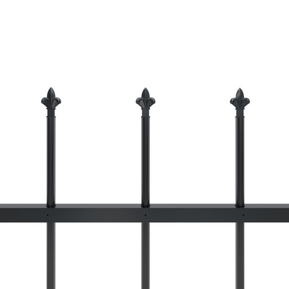 vidaXL Garden Fence with Spear Top Steel 66.9"x47.2" Black