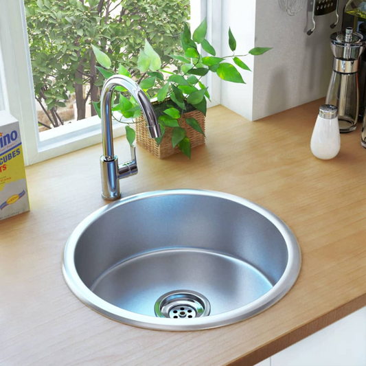 vidaXL Kitchen Sink with Strainer and Trap Stainless Steel