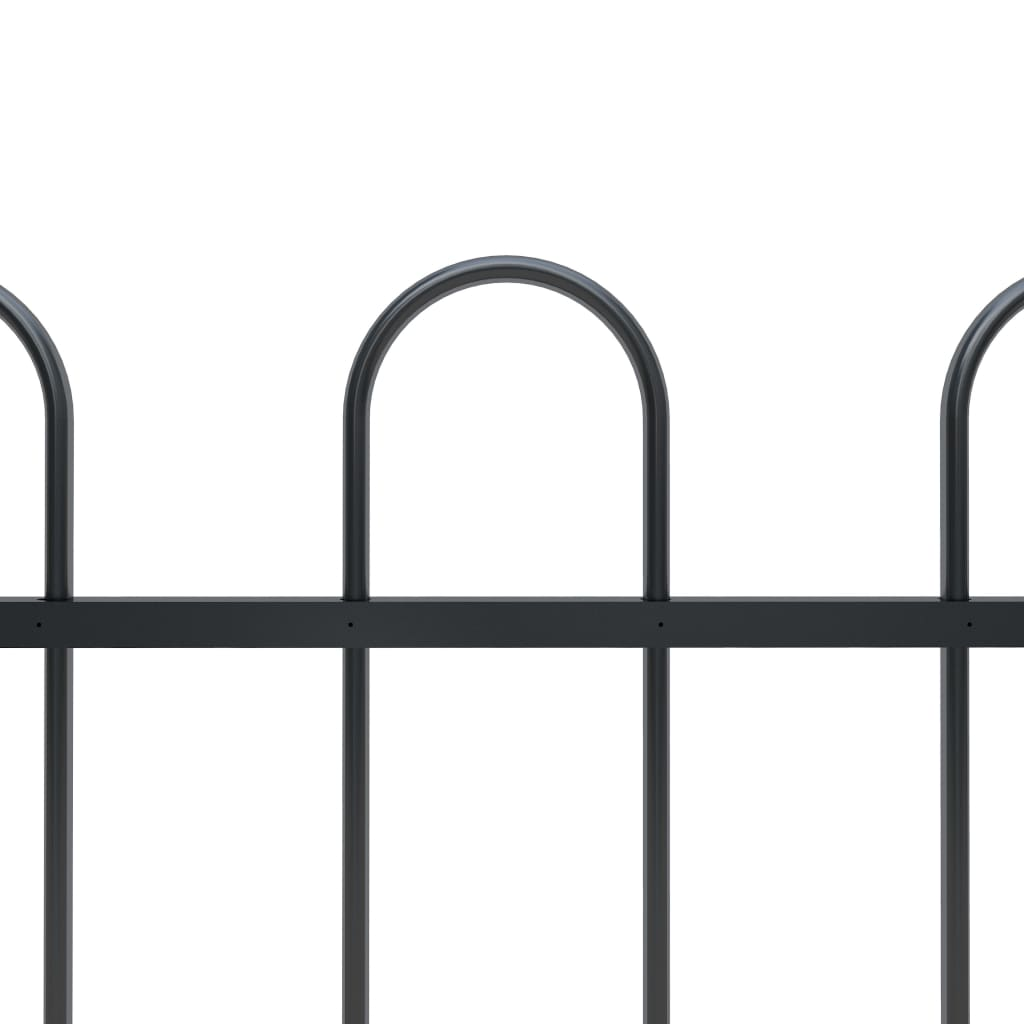 vidaXL Garden Fence with Hoop Top Steel 5.6' Black