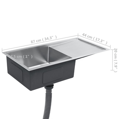 vidaXL Handmade Kitchen Sink Stainless Steel