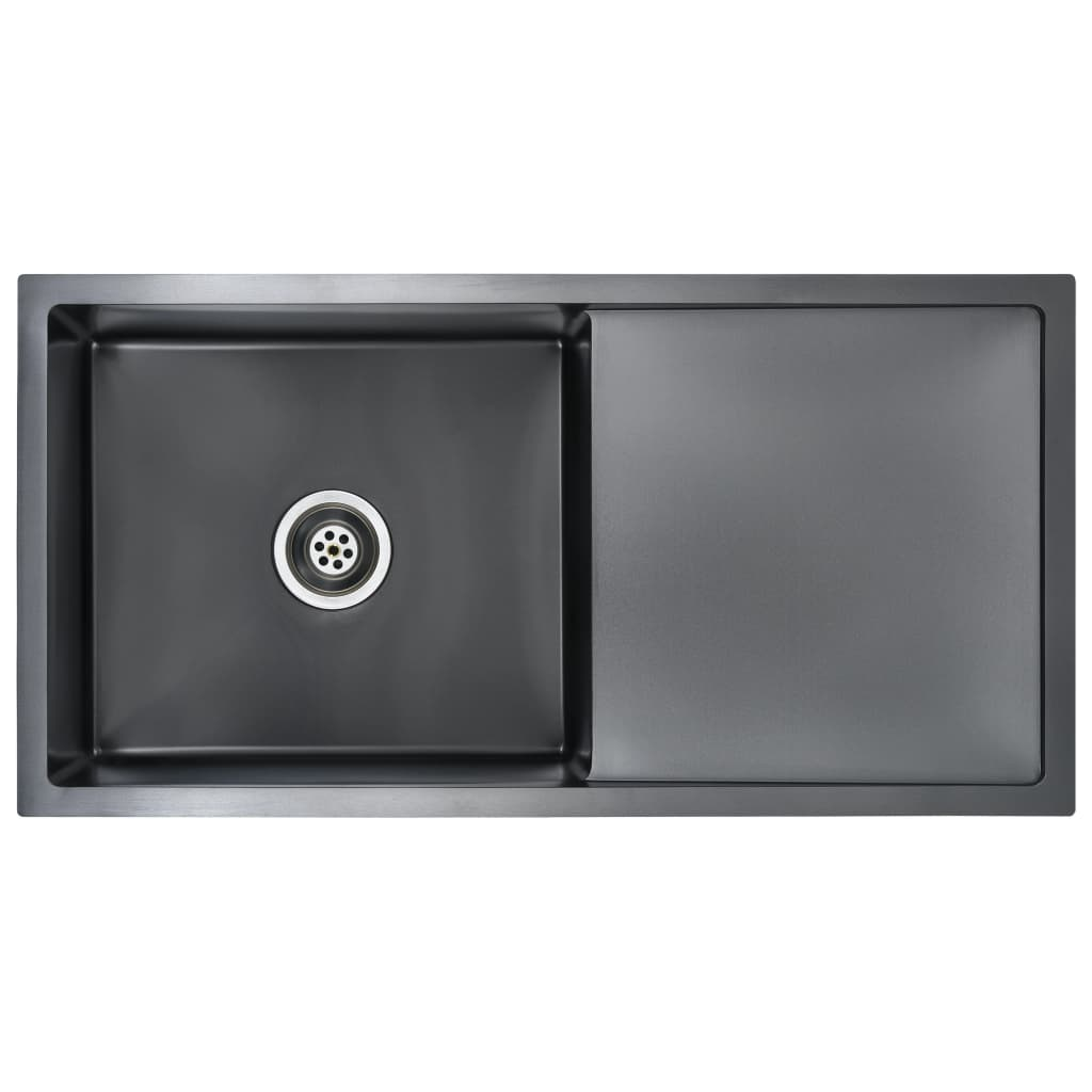 vidaXL Handmade Kitchen Sink Black Stainless Steel