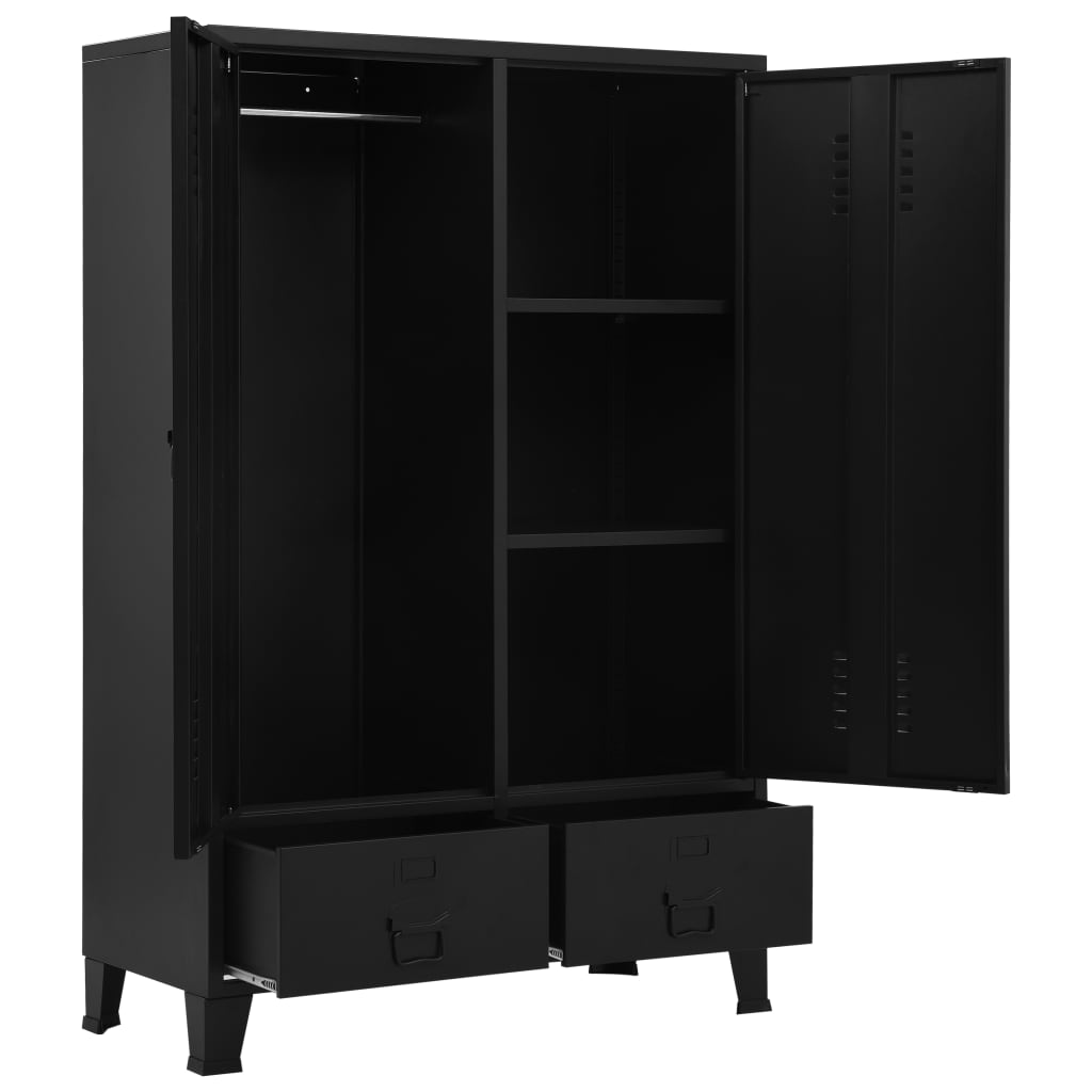 vidaXL Wardrobe Industrial Black 35.4"x15.7"x55.1" Steel