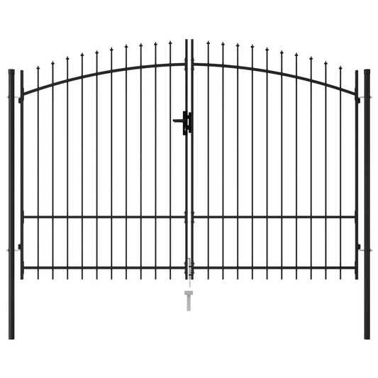 vidaXL Fence Gate Double Door with Spike Top Steel 9.8'x5.7' Black