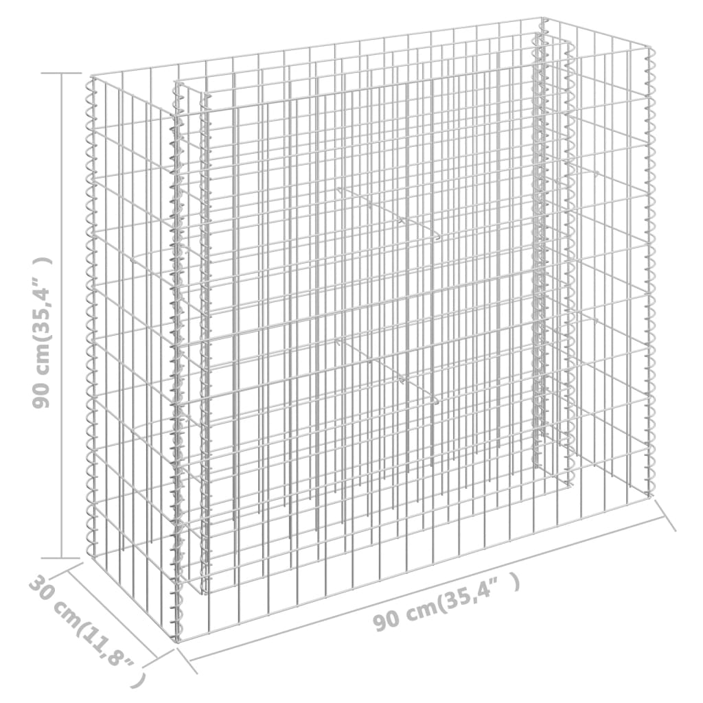 vidaXL Gabion Raised Bed Galvanized Steel 35.4"x11.8"x35.4"