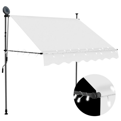 vidaXL Manual Retractable Awning with LED 59.1" Cream