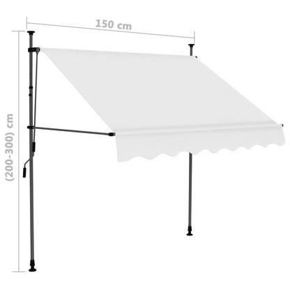 vidaXL Manual Retractable Awning with LED 59.1" Cream