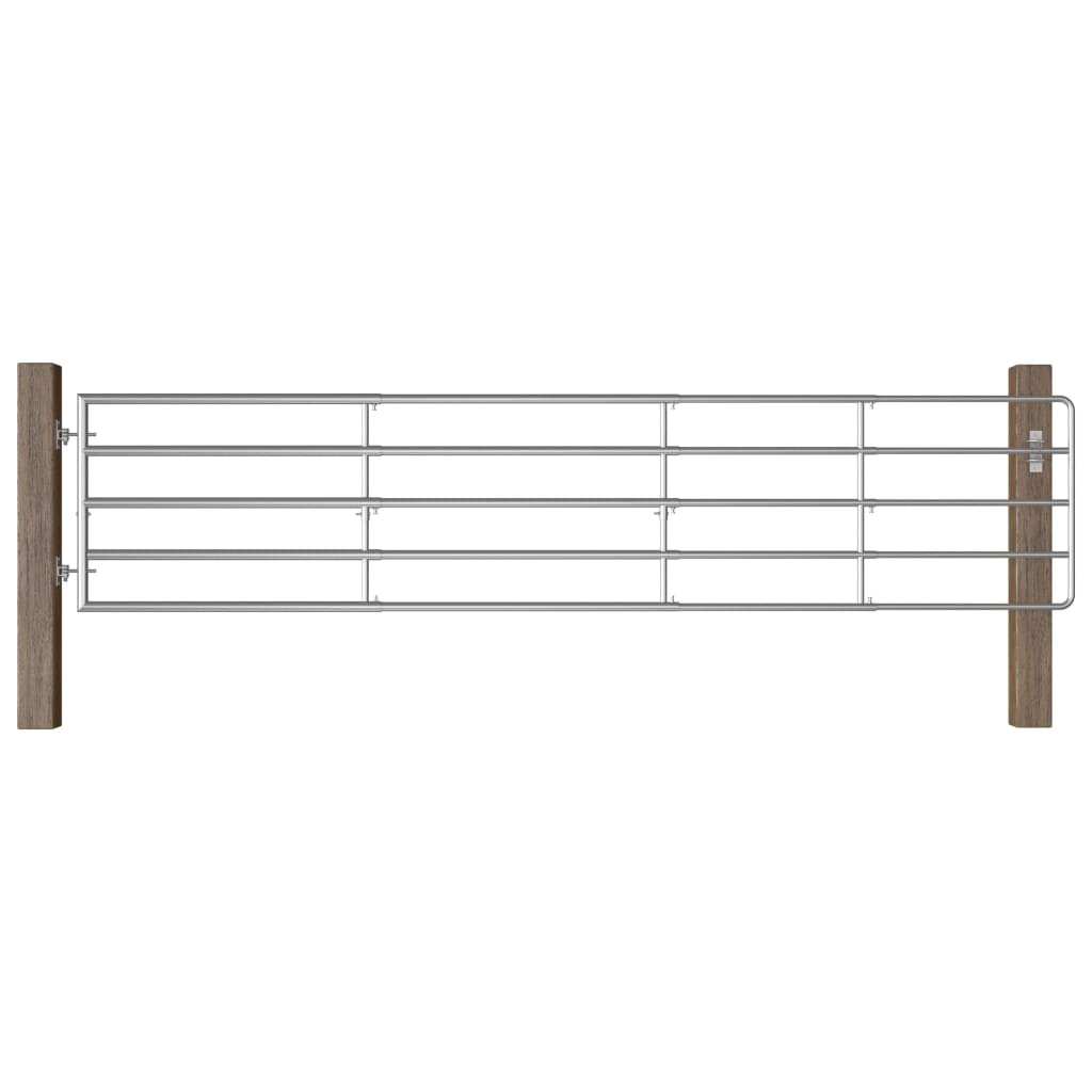 vidaXL 5 Bar Field Gate Steel (59.1"-157.5")x35.4" Silver